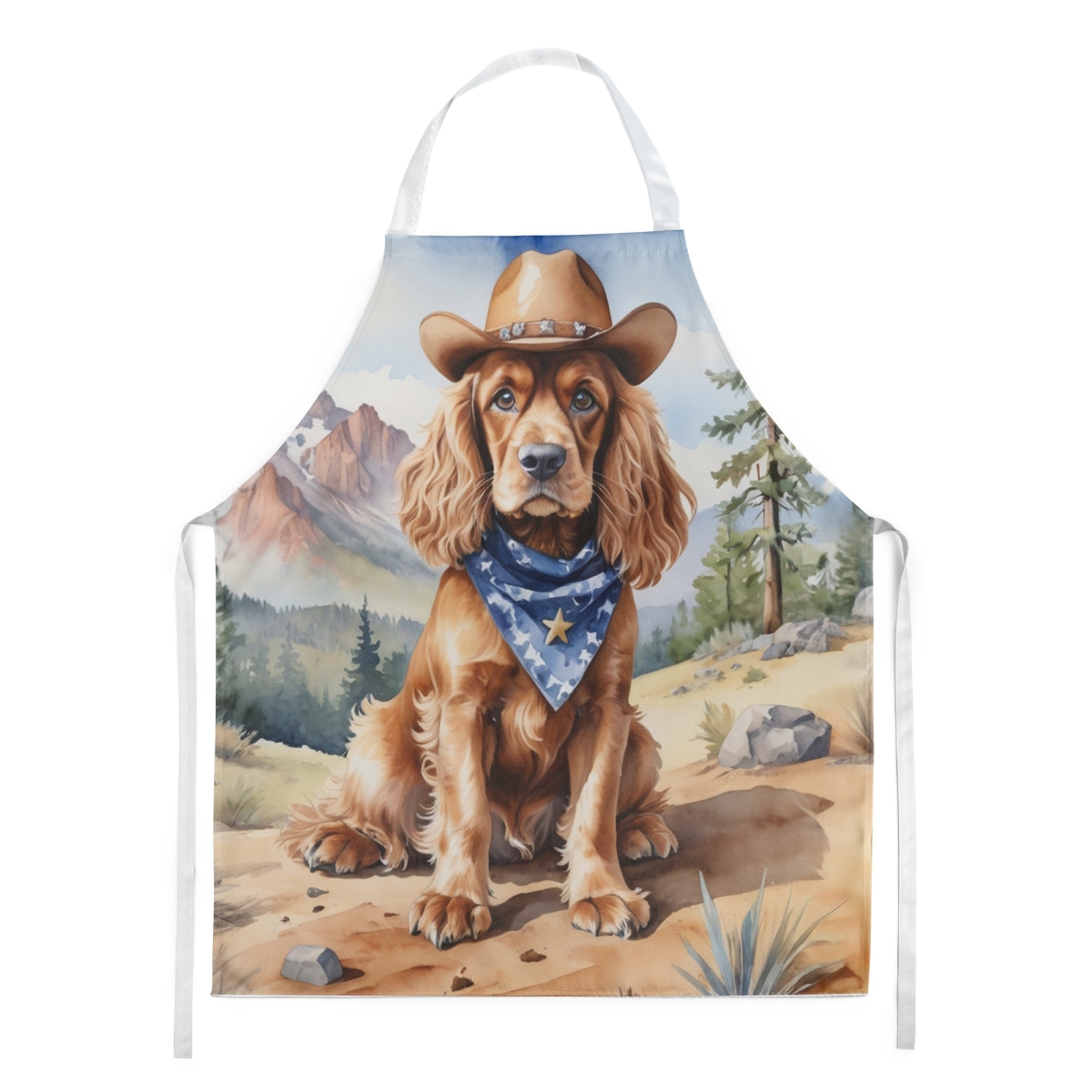 Picture of Carolines Treasures DAC5881APRON 30 x 27 in. Cocker Spaniel Cowboy Welcome Apron