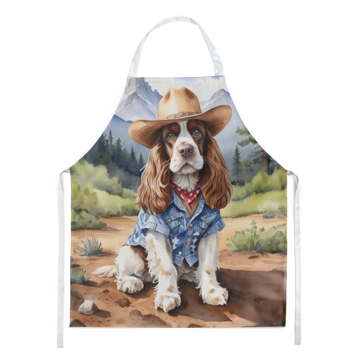 Picture of Carolines Treasures DAC5882APRON 30 x 27 in. Cocker Spaniel Cowboy Welcome Apron
