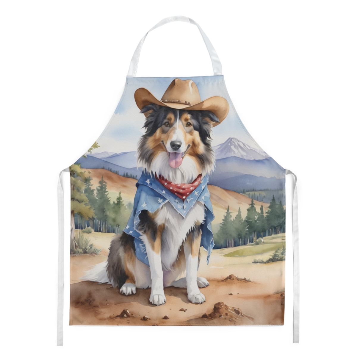 Picture of Carolines Treasures DAC5883APRON 30 x 27 in. Collie Cowboy Welcome Apron