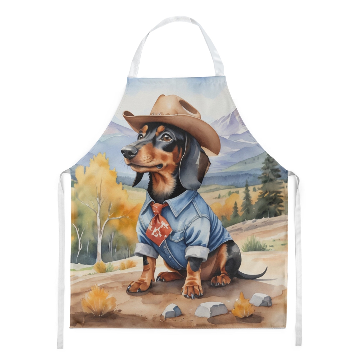Picture of Carolines Treasures DAC5887APRON 30 x 27 in. Dachshund Cowboy Welcome Apron