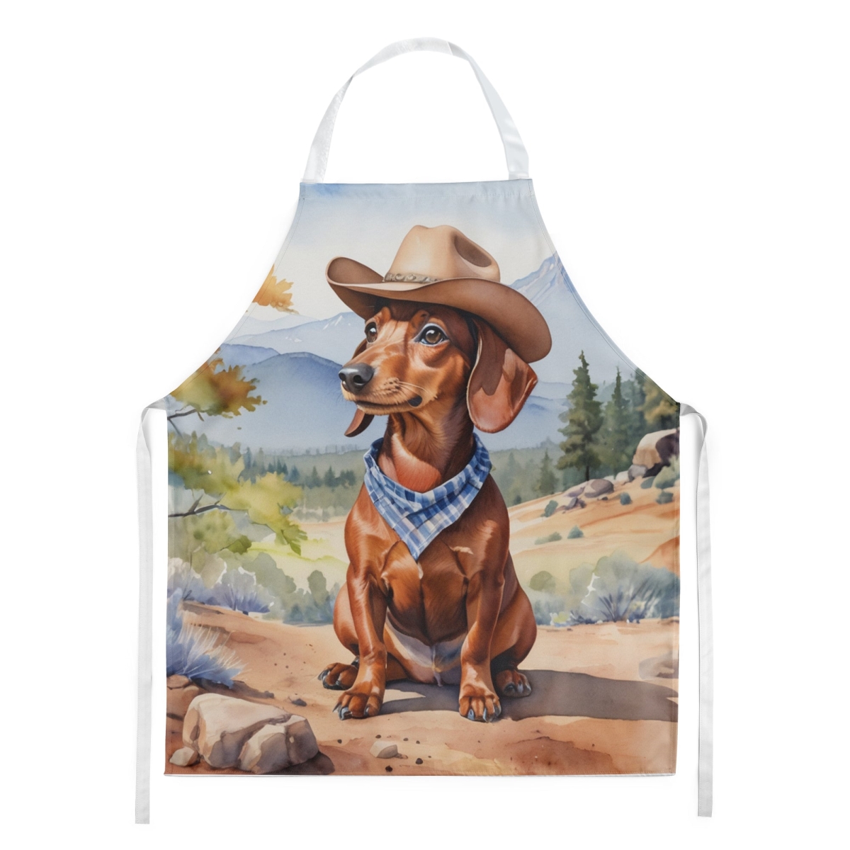 Picture of Carolines Treasures DAC5888APRON 30 x 27 in. Dachshund Cowboy Welcome Apron
