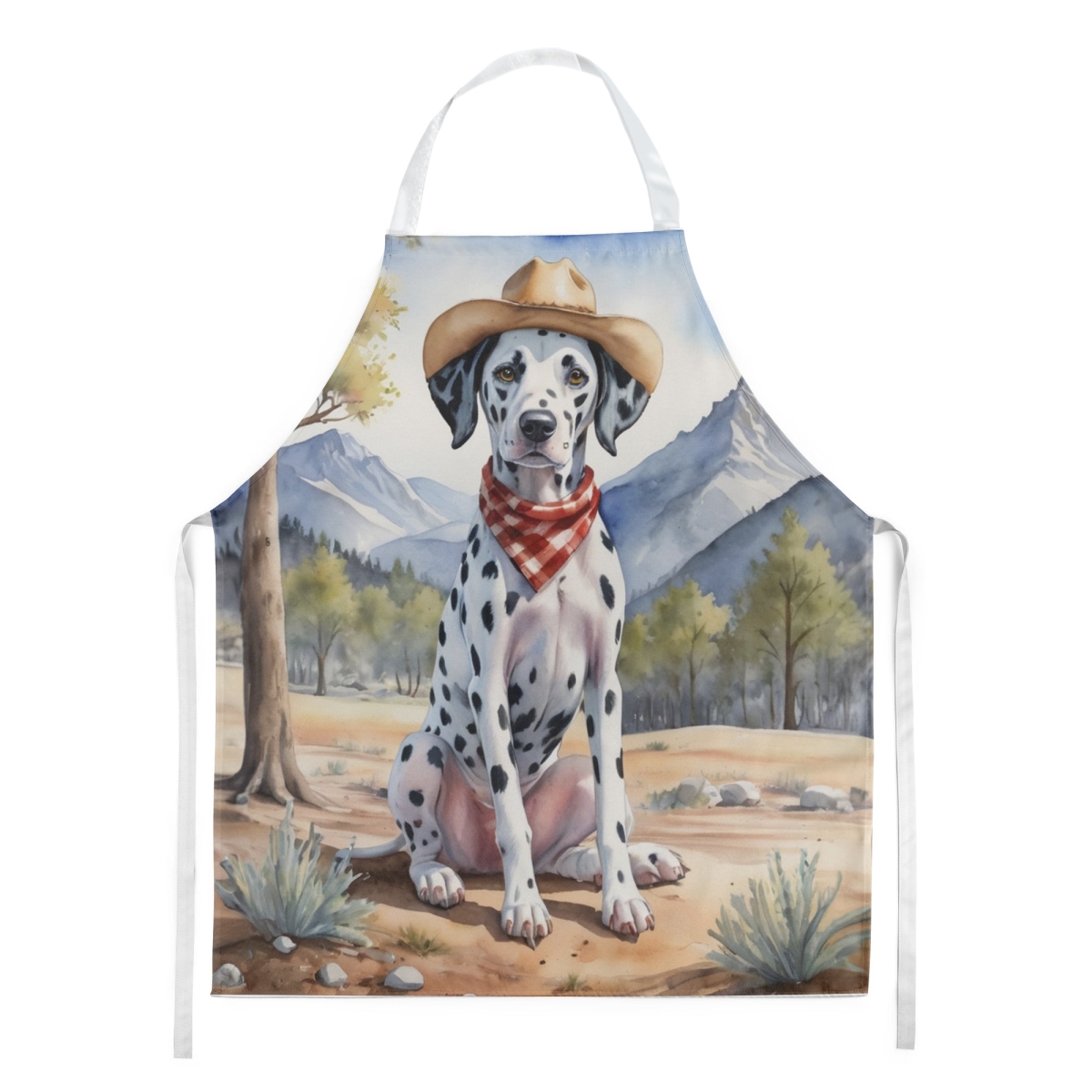Picture of Carolines Treasures DAC5890APRON 30 x 27 in. Dalmatian Cowboy Welcome Apron