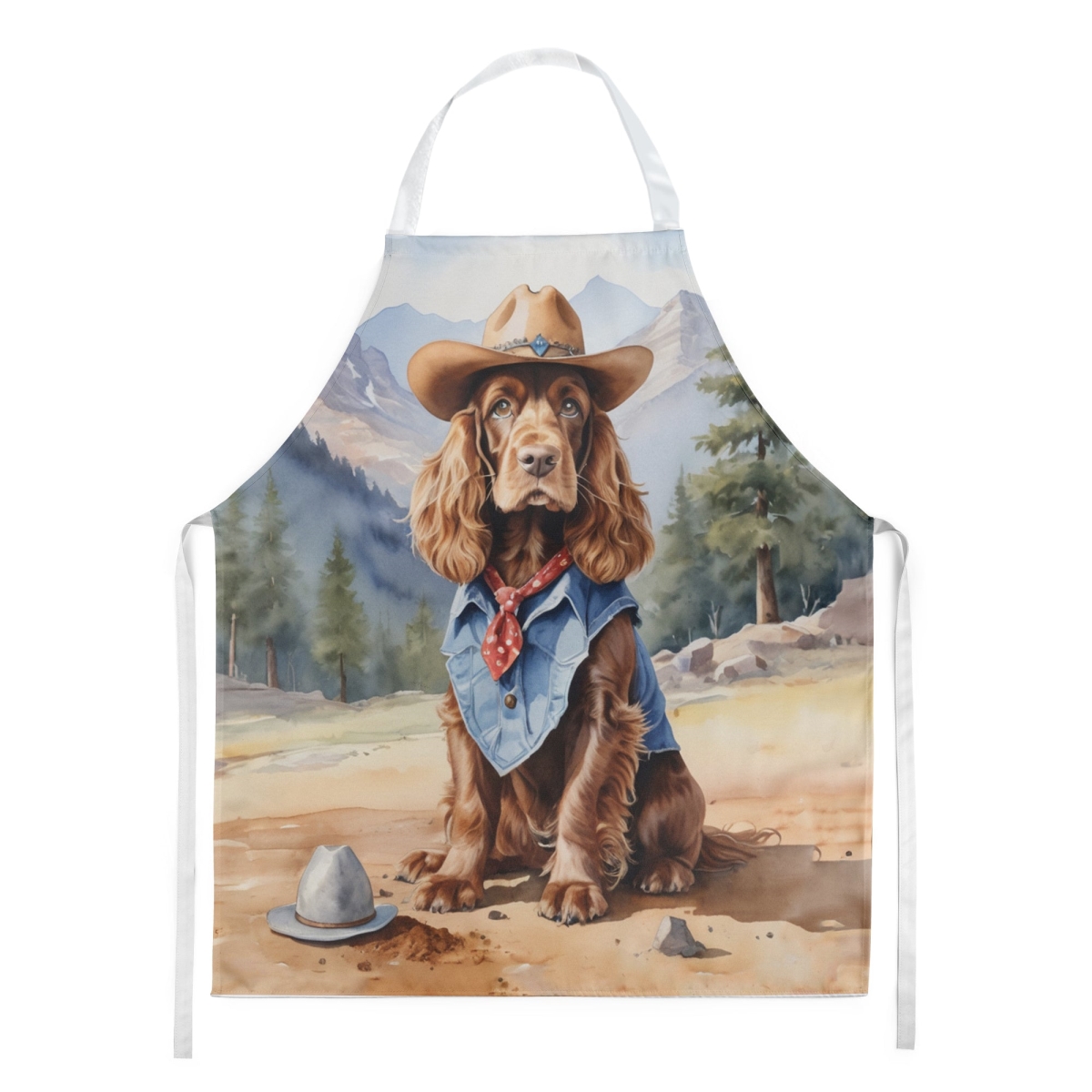 Picture of Carolines Treasures DAC5895APRON 30 x 27 in. English Cocker Spaniel Cowboy Welcome Apron