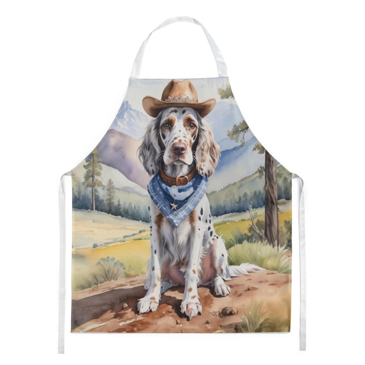 Picture of Carolines Treasures DAC5897APRON 30 x 27 in. English Setter Cowboy Welcome Apron