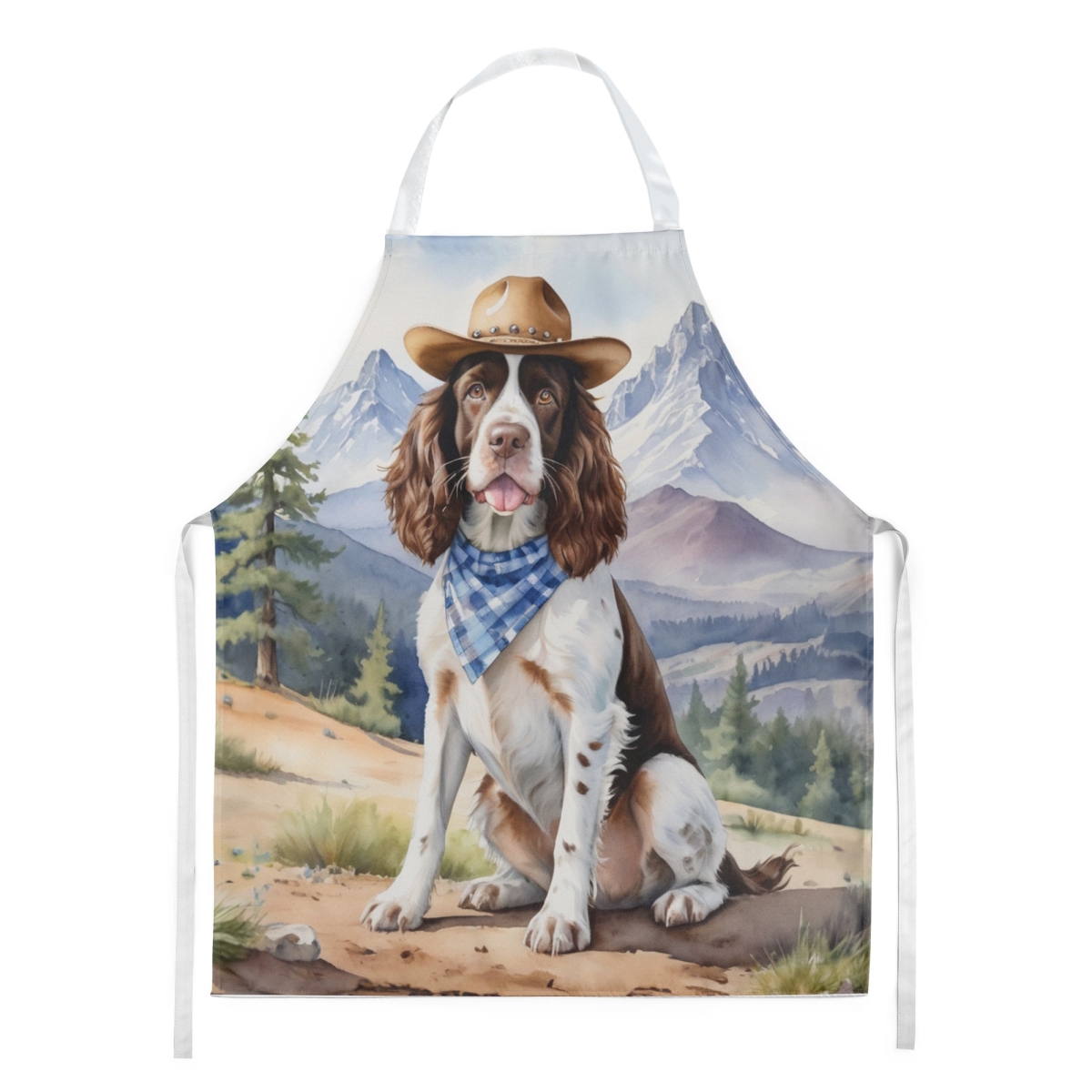 Picture of Carolines Treasures DAC5898APRON 30 x 27 in. English Springer Spaniel Cowboy Welcome Apron
