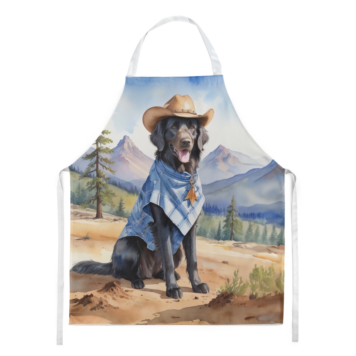 Picture of Carolines Treasures DAC5900APRON 30 x 27 in. Flat-Coated Retriever Cowboy Welcome Apron