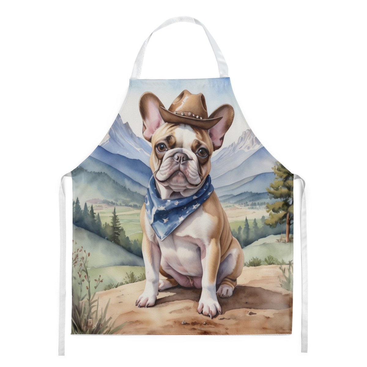 Picture of Carolines Treasures DAC5903APRON 30 x 27 in. French Bulldog Cowboy Welcome Apron