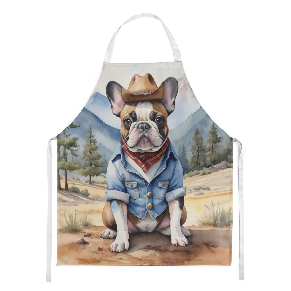 Picture of Carolines Treasures DAC5904APRON 30 x 27 in. French Bulldog Cowboy Welcome Apron
