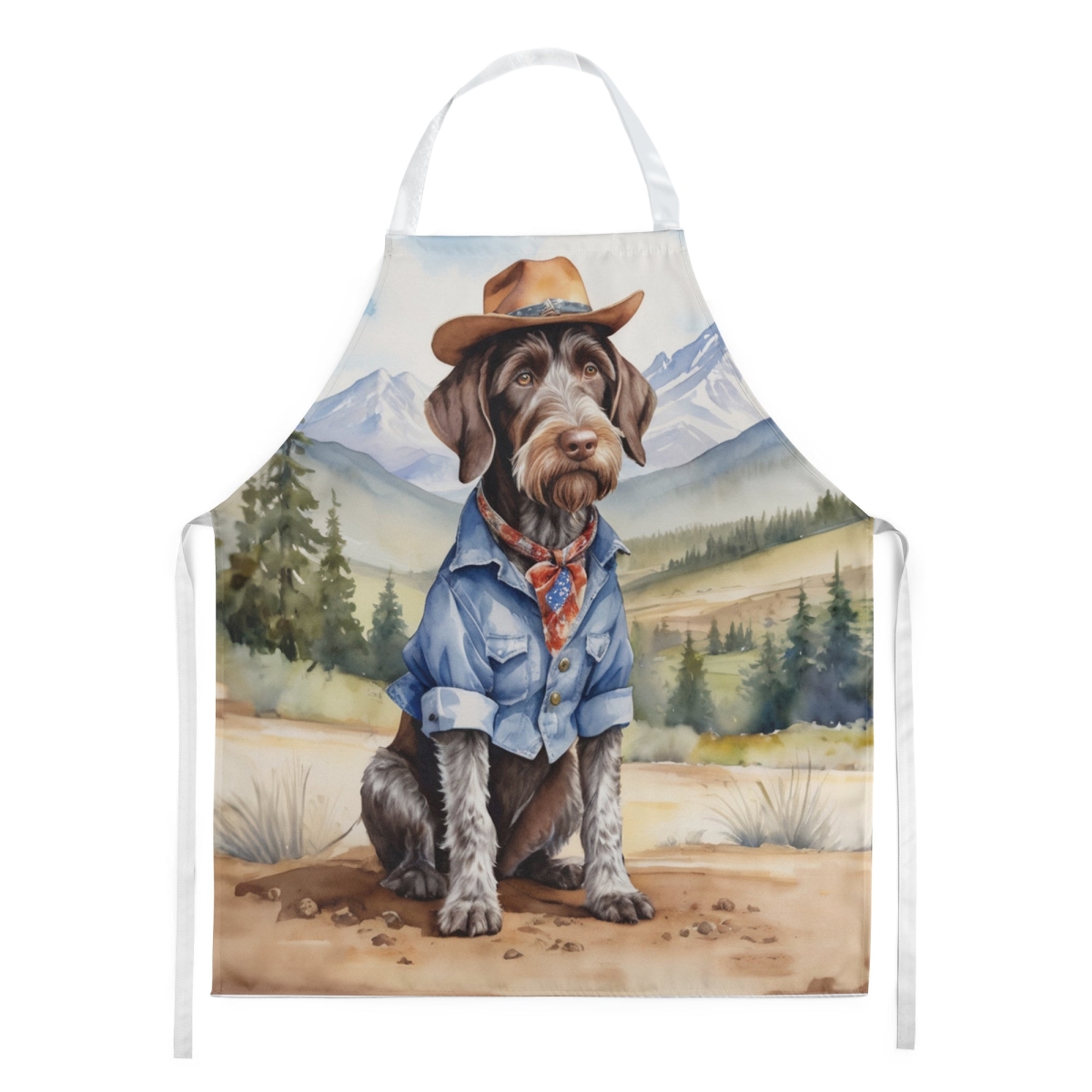 Picture of Carolines Treasures DAC5907APRON 30 x 27 in. German Wirehaired Pointer Cowboy Welcome Apron