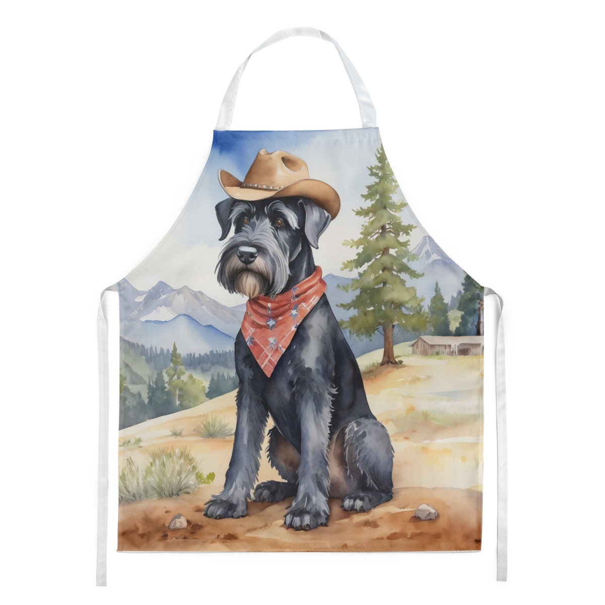 Picture of Carolines Treasures DAC5908APRON 30 x 27 in. Giant Schnauzer Cowboy Welcome Apron
