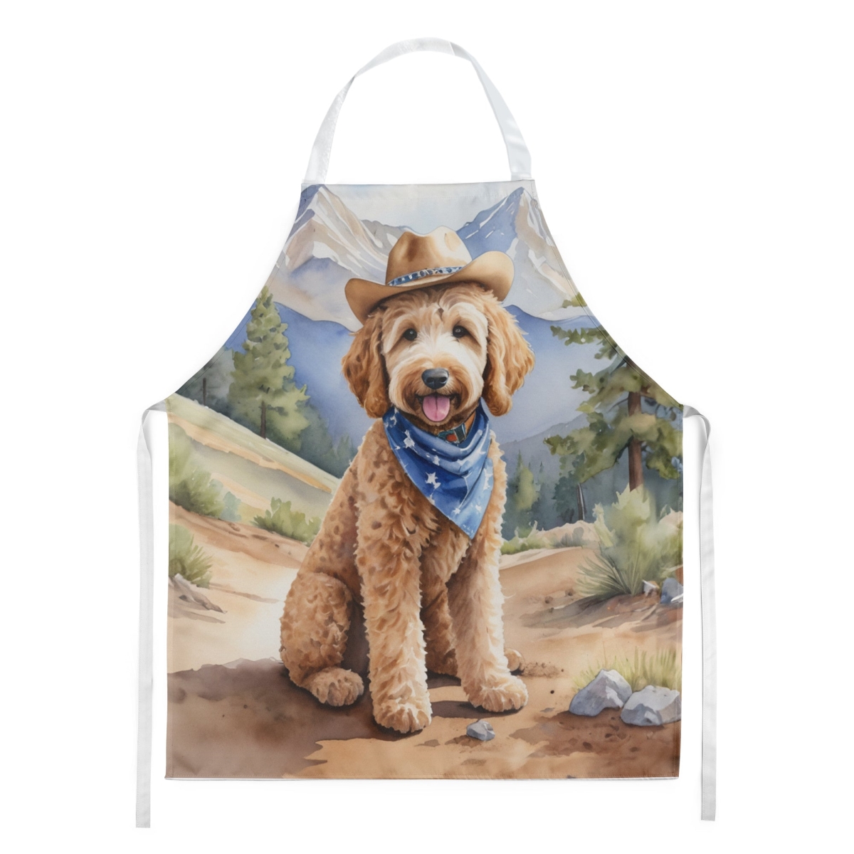 Picture of Carolines Treasures DAC5910APRON 30 x 27 in. Goldendoodle Cowboy Welcome Apron