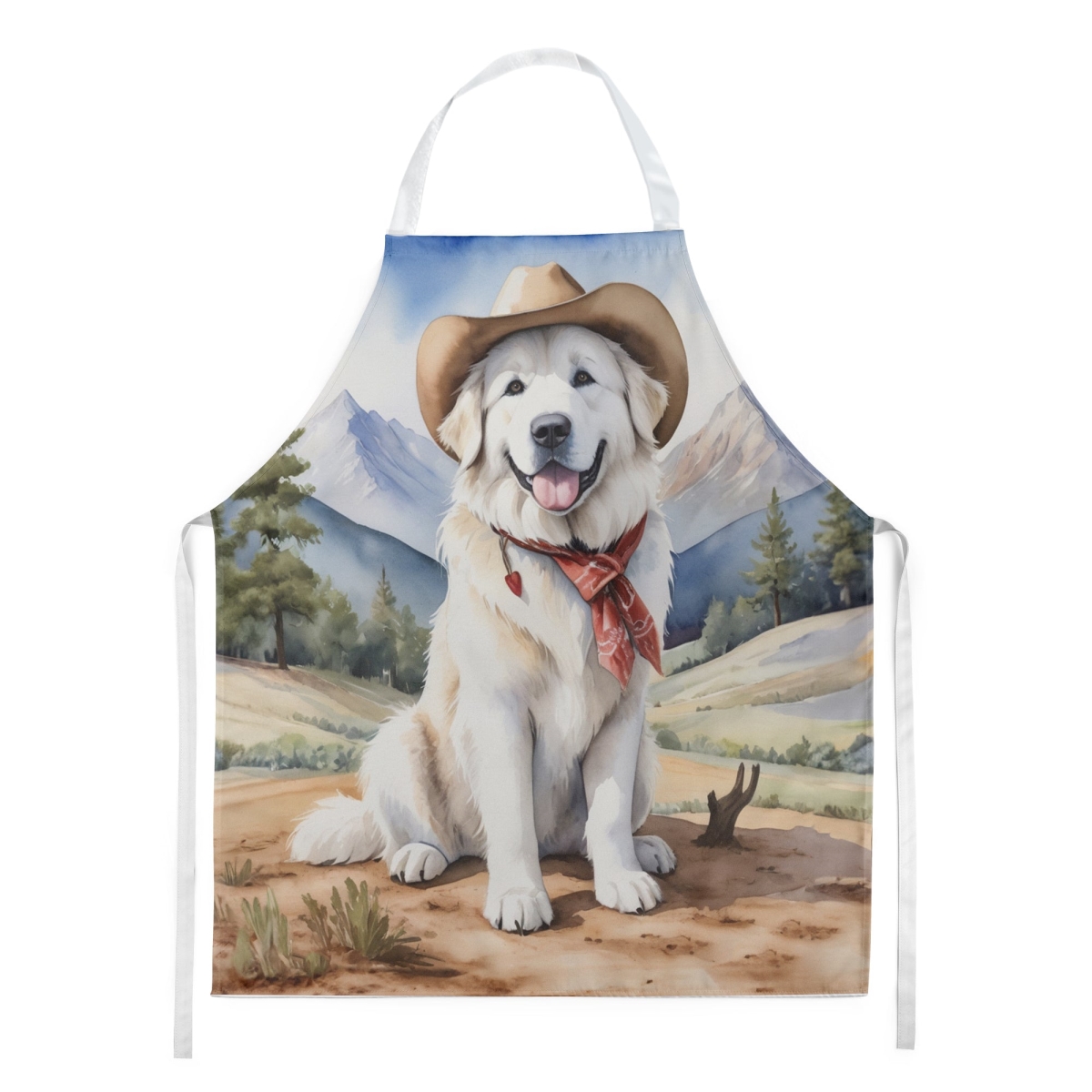 Picture of Carolines Treasures DAC5913APRON 30 x 27 in. Great Pyrenees Cowboy Welcome Apron