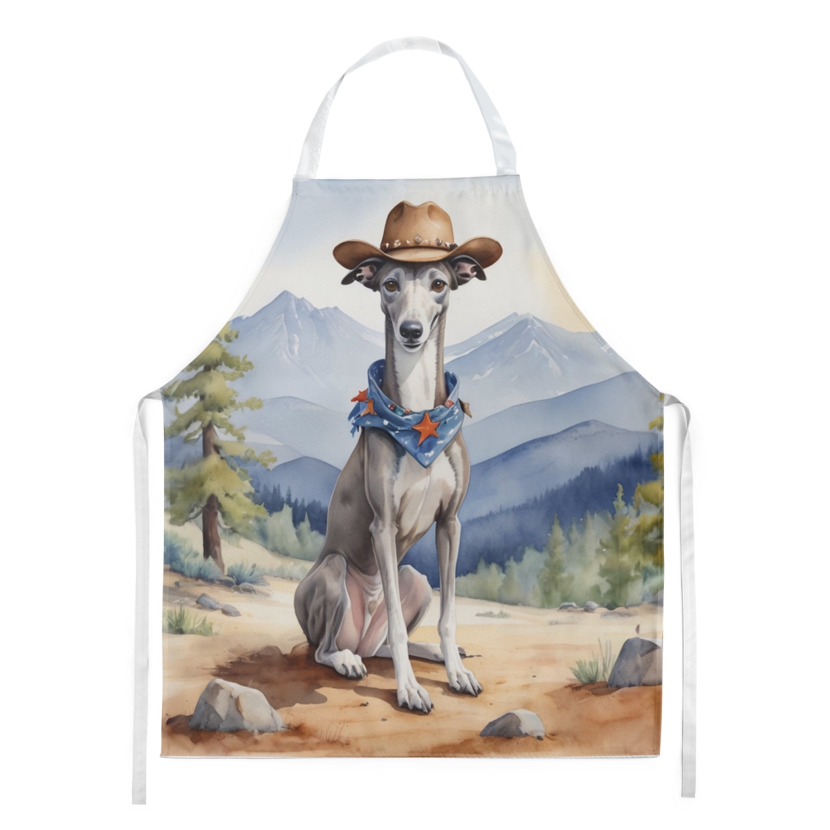 Picture of Carolines Treasures DAC5916APRON 30 x 27 in. Greyhound Cowboy Welcome Apron