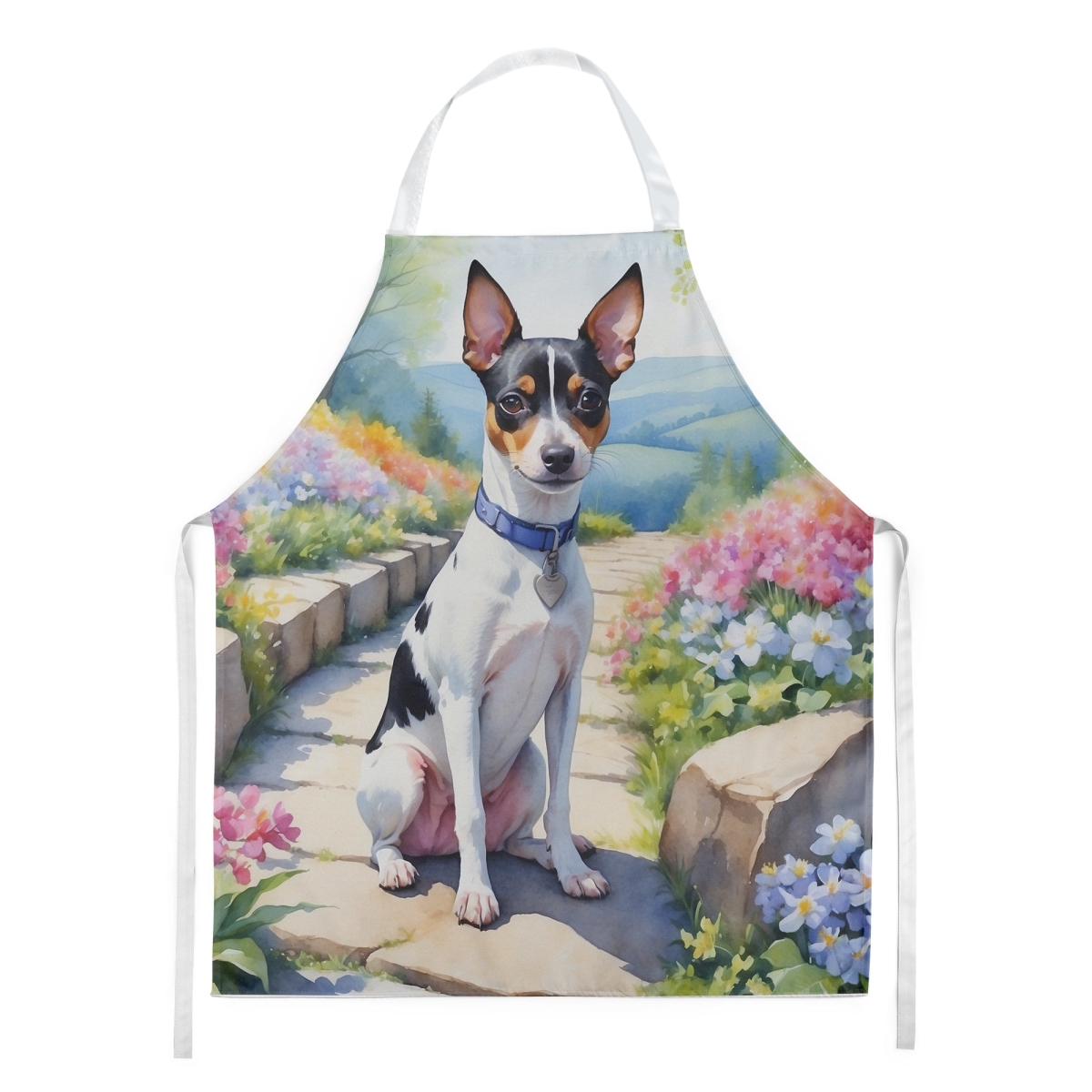 Picture of Carolines Treasures DAC6702APRON 30 x 27 in. Rat Terrier Spring Path Apron
