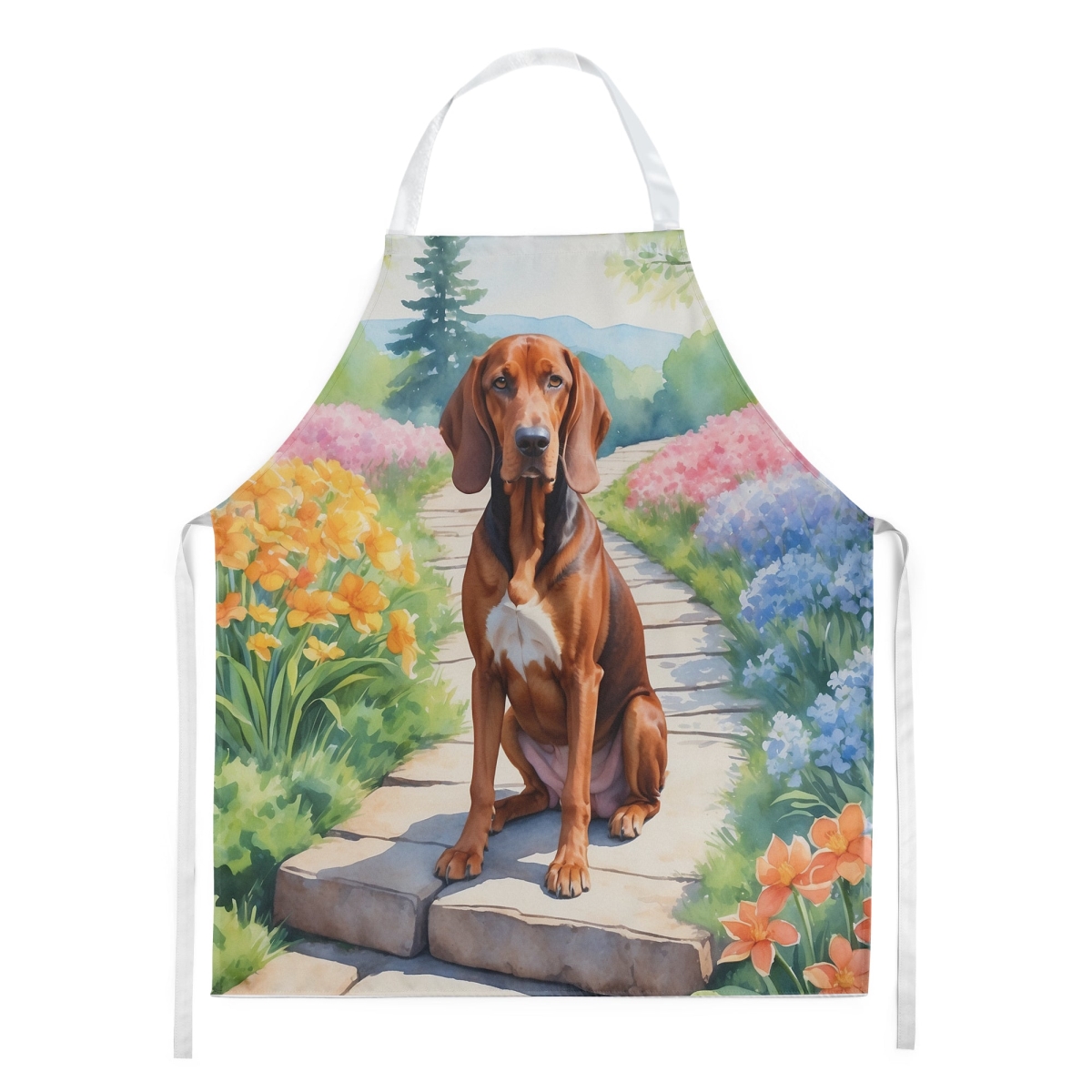 Picture of Carolines Treasures DAC6703APRON 30 x 27 in. Redbone Coonhound Spring Path Apron