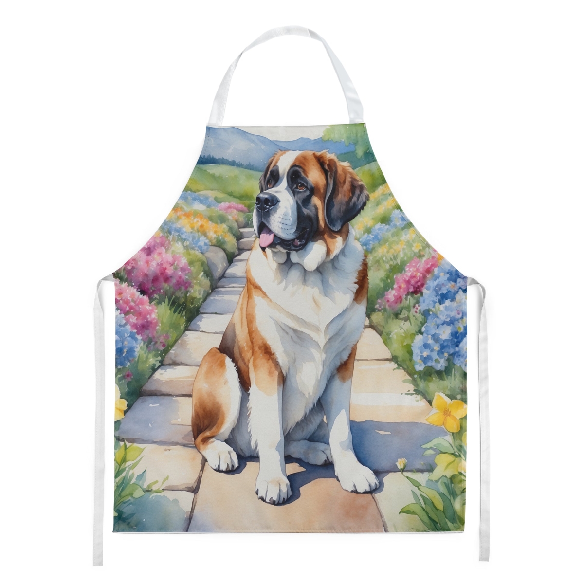 Picture of Carolines Treasures DAC6706APRON 30 x 27 in. Saint Bernard Spring Path Apron