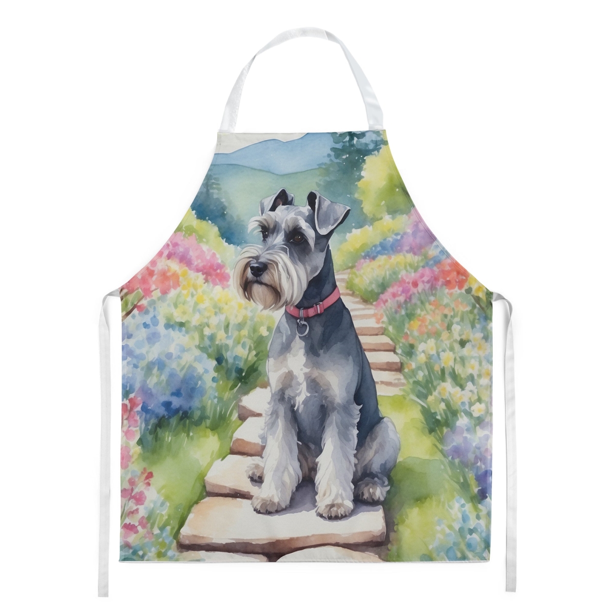 Picture of Carolines Treasures DAC6709APRON 30 x 27 in. Schnauzer Spring Path Apron