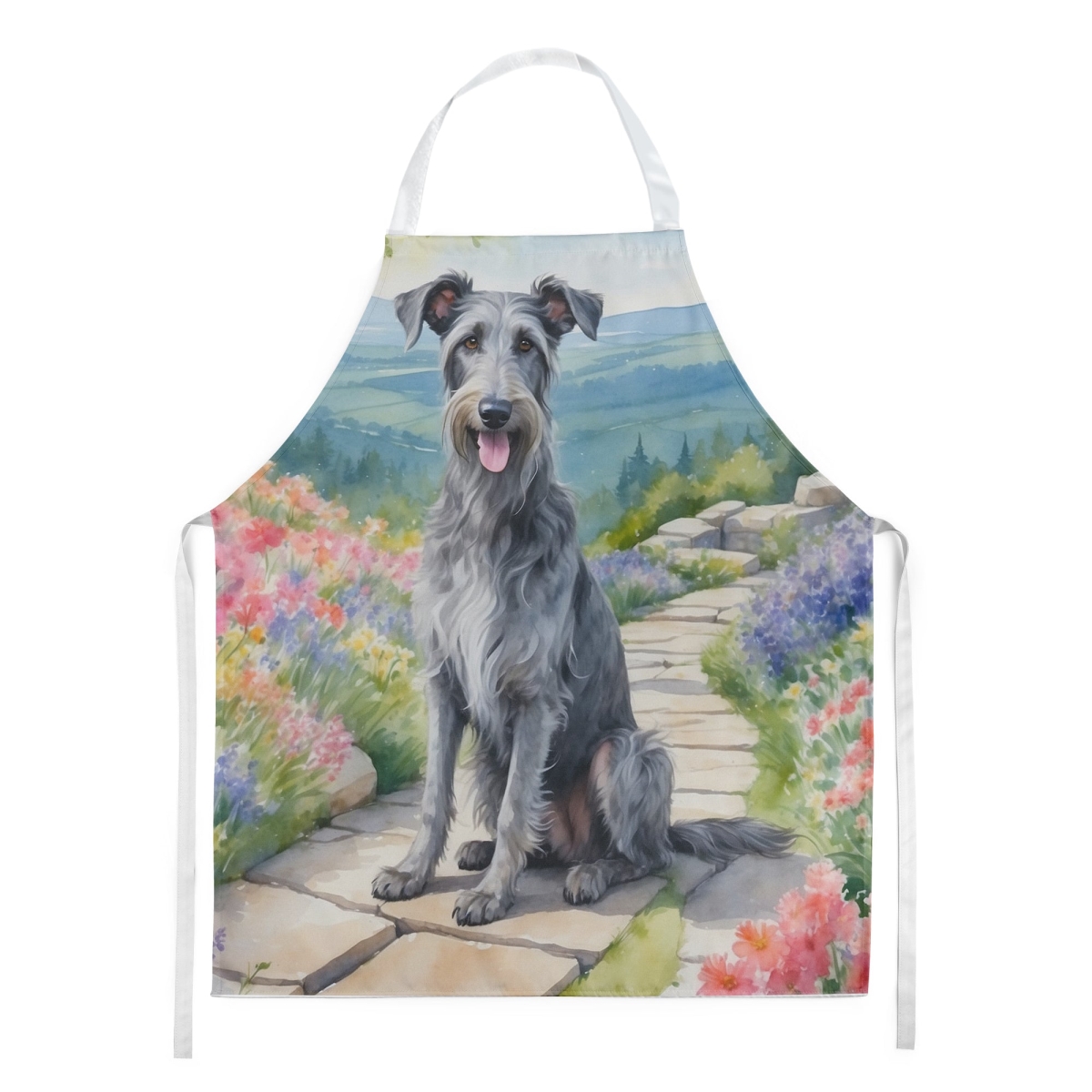Picture of Carolines Treasures DAC6710APRON 30 x 27 in. Scottish Deerhound Spring Path Apron