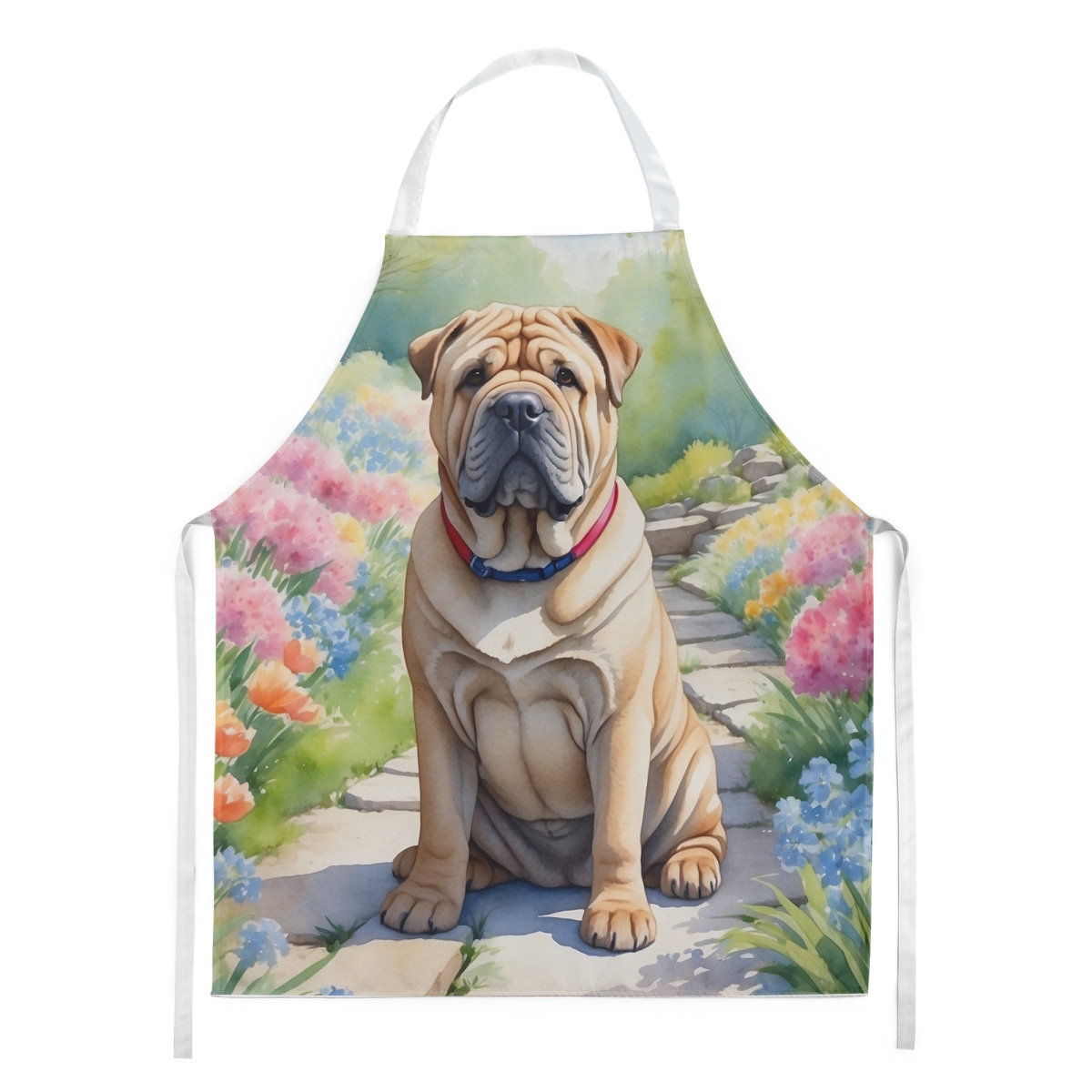 Picture of Carolines Treasures DAC6713APRON 30 x 27 in. Shar Pei Spring Path Apron
