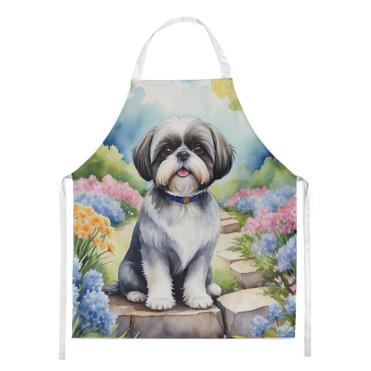 Picture of Carolines Treasures DAC6716APRON 30 x 27 in. Shih Tzu Spring Path Apron