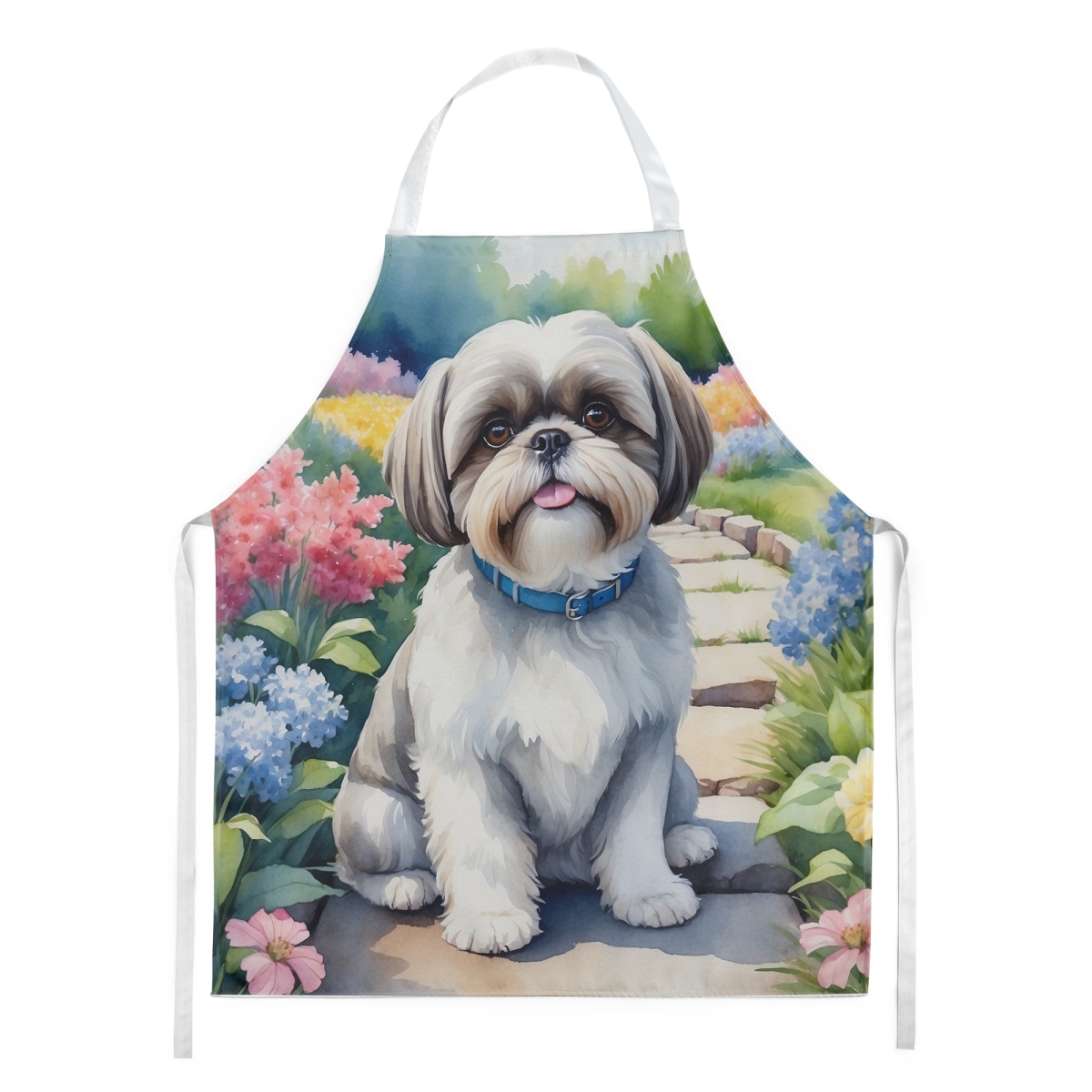Picture of Carolines Treasures DAC6717APRON 30 x 27 in. Shih Tzu Spring Path Apron