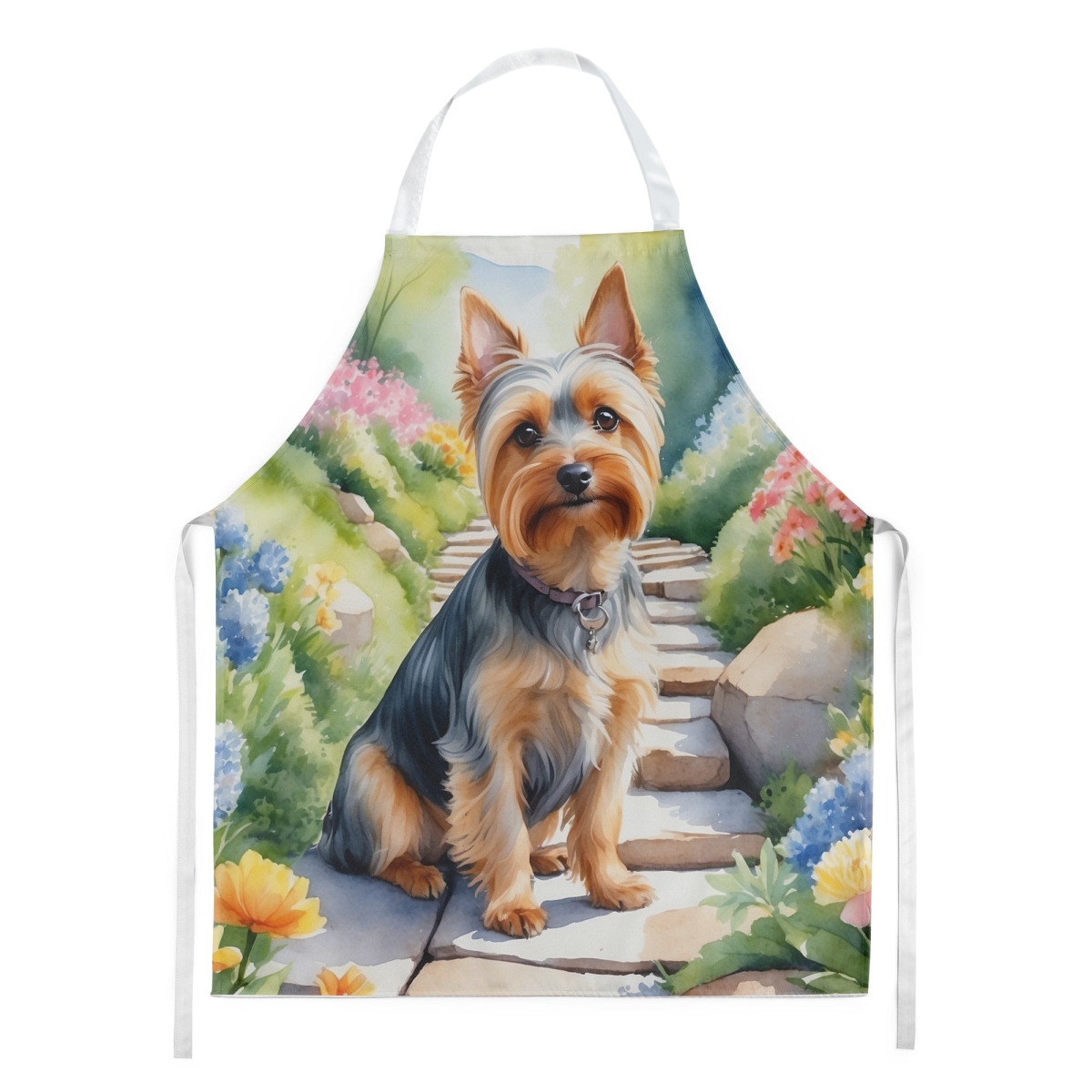 Picture of Carolines Treasures DAC6720APRON 30 x 27 in. Silky Terrier Spring Path Apron