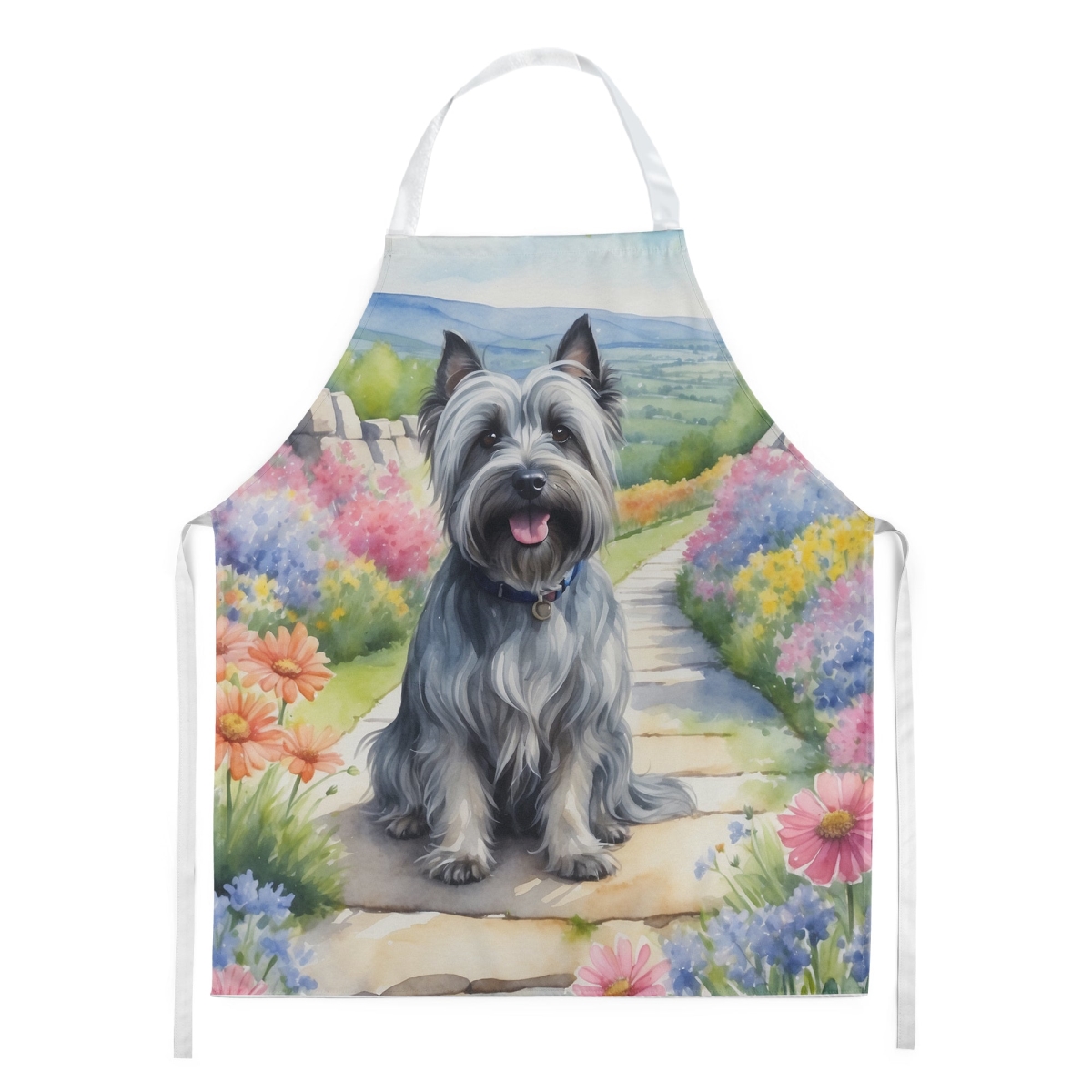 Picture of Carolines Treasures DAC6721APRON 30 x 27 in. Skye Terrier Spring Path Apron