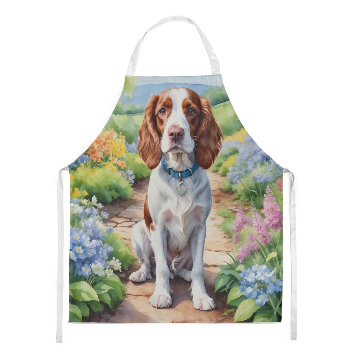 Picture of Carolines Treasures DAC6729APRON 30 x 27 in. Welsh Springer Spaniel Spring Path Apron