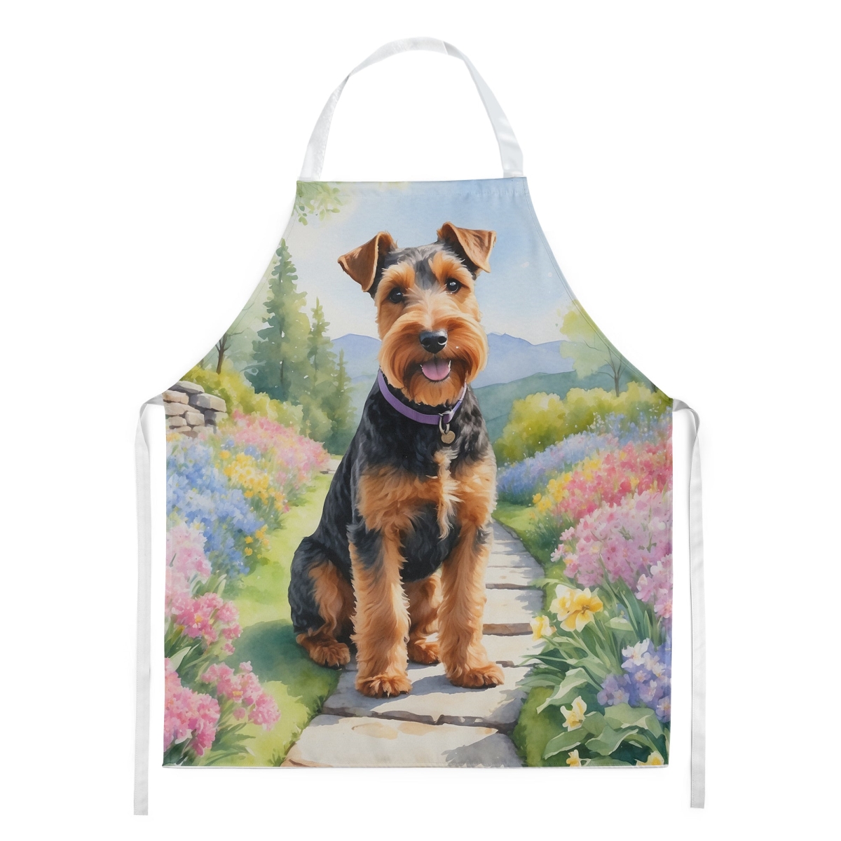 Picture of Carolines Treasures DAC6730APRON 30 x 27 in. Welsh Terrier Spring Path Apron