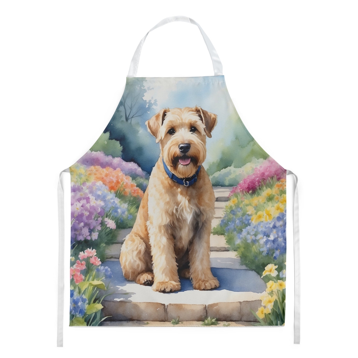 Picture of Carolines Treasures DAC6732APRON 30 x 27 in. Wheaten Terrier Spring Path Apron