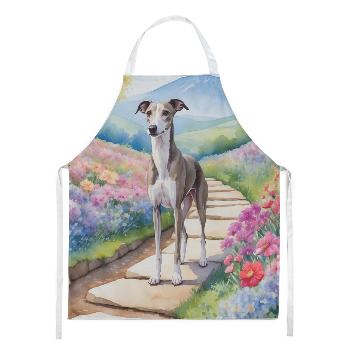 Picture of Carolines Treasures DAC6733APRON 30 x 27 in. Unisex Whippet Spring Path Apron