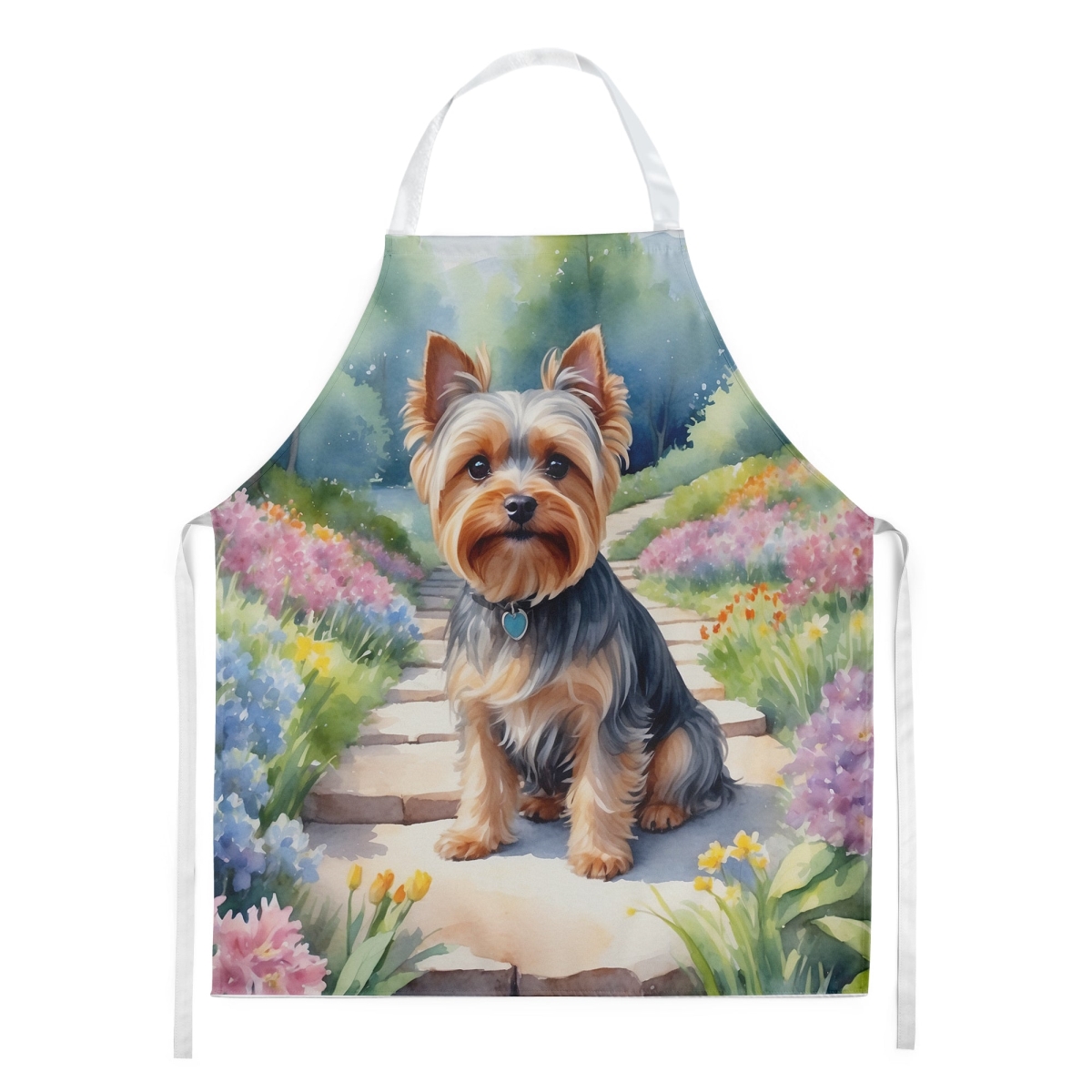 Picture of Carolines Treasures DAC6736APRON 30 x 27 in. Unisex Yorkshire Terrier Spring Path Apron