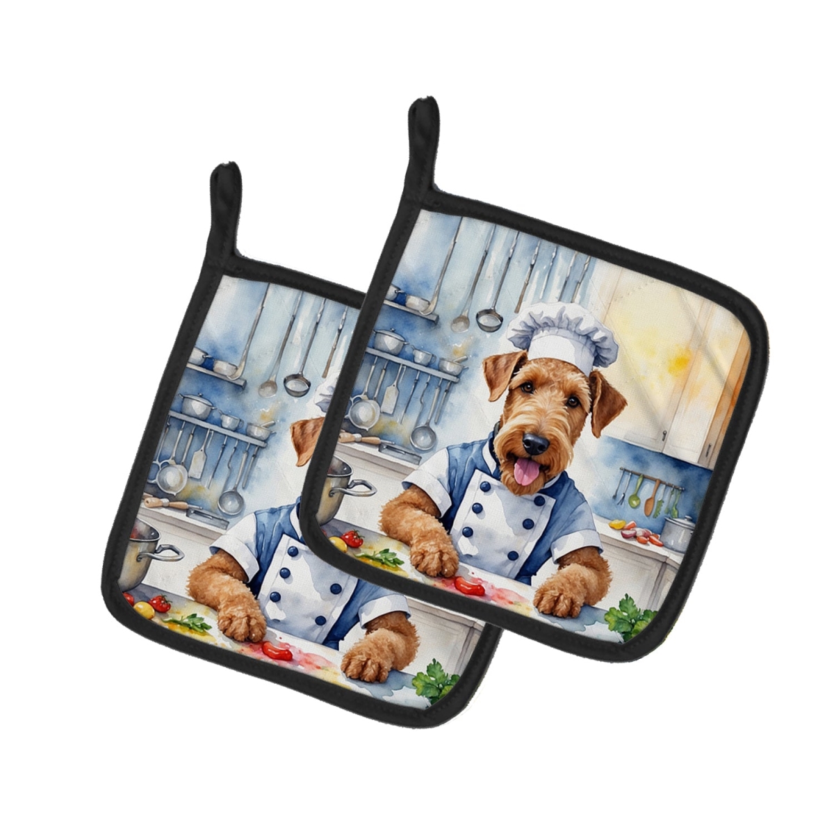 DAC6181PTHD 7.5 x 7.5 in. Airedale Terrier The Chef Pair of Pot Holder