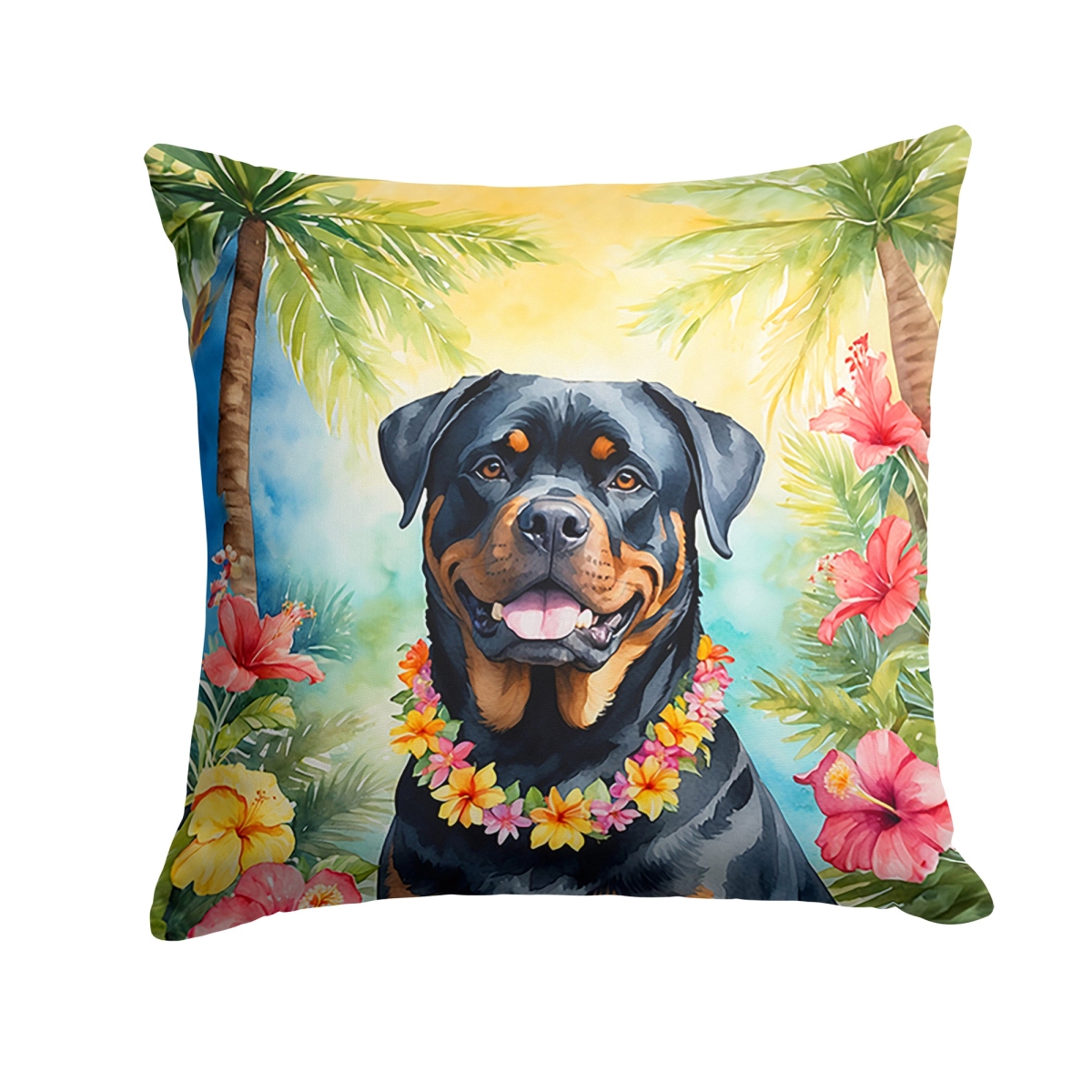 DAC6508PW1818 18 x 18 in. Rottweiler Luau Throw Pillow