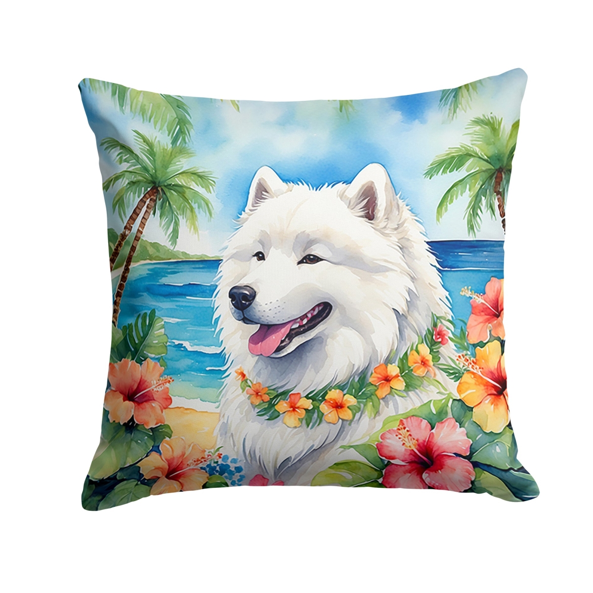 DAC6512PW1818 18 x 18 in. Samoyed Luau Throw Pillow