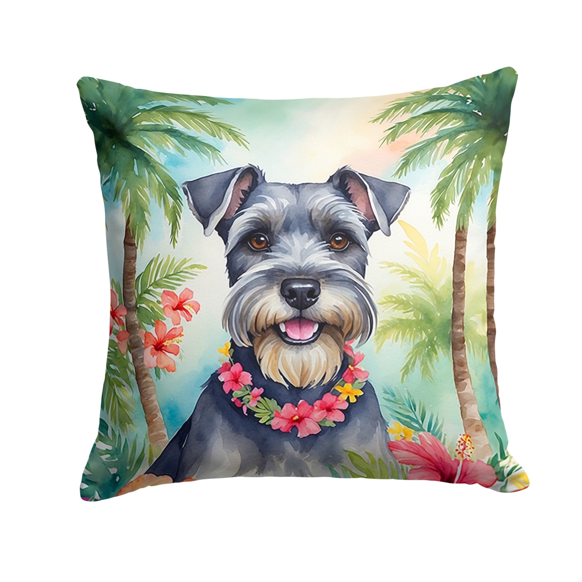 DAC6514PW1818 18 x 18 in. Schnauzer Luau Throw Pillow