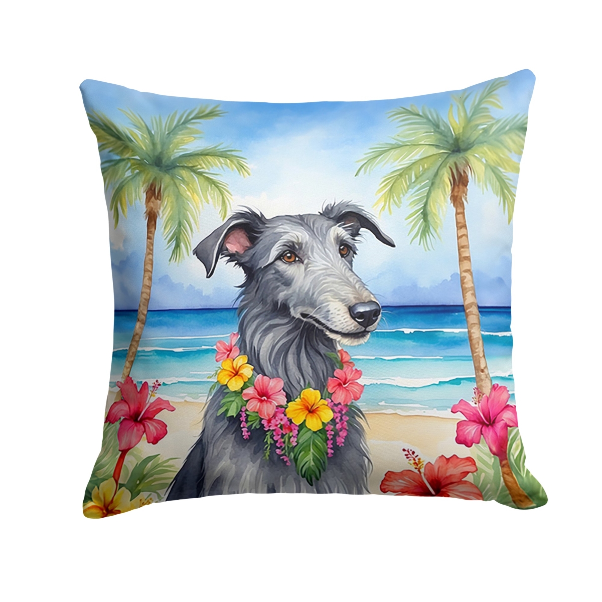 18 x 18 in. Scottish Deerhound Luau Throw Pillow