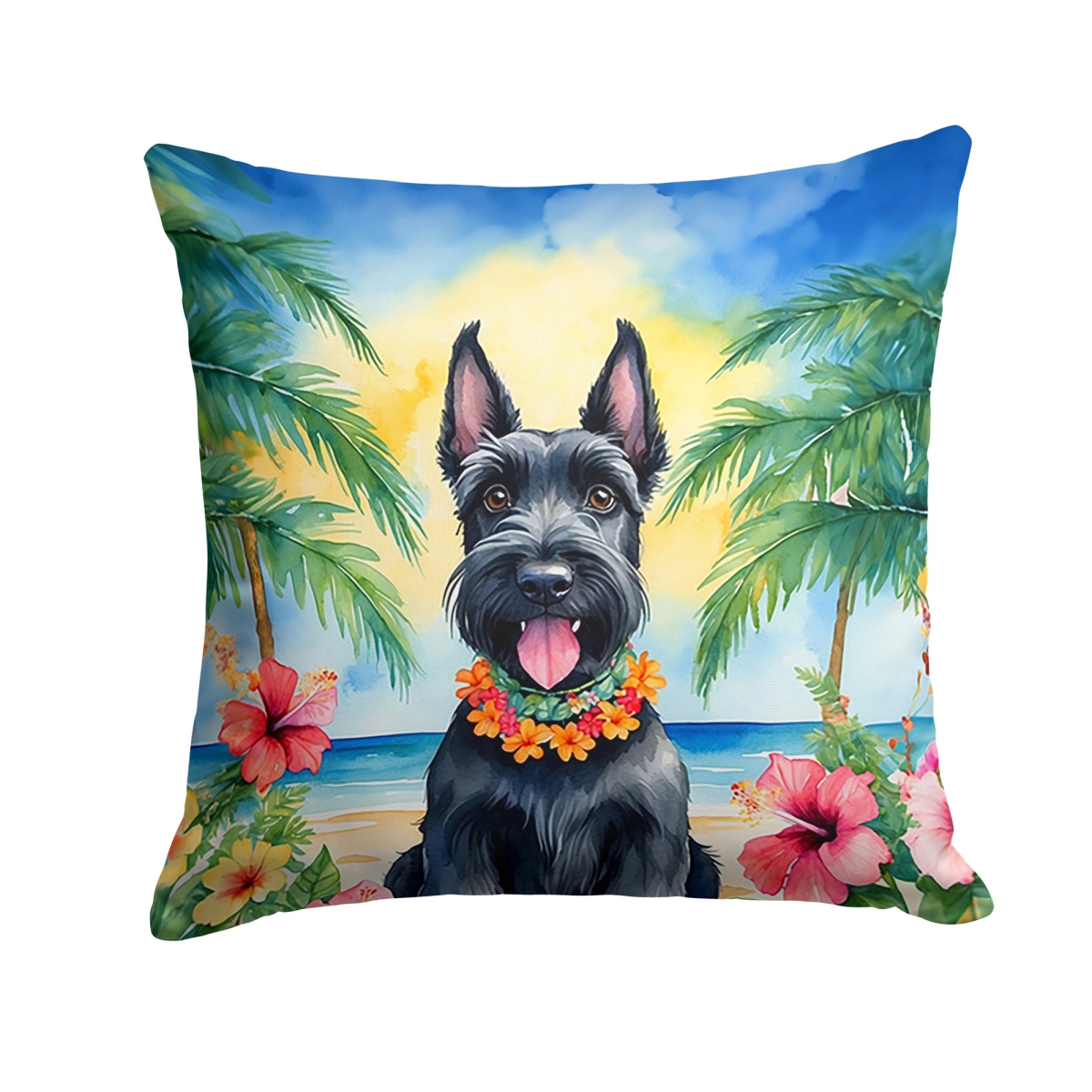 DAC6516PW1818 18 x 18 in. Scottish Terrier Luau Throw Pillow