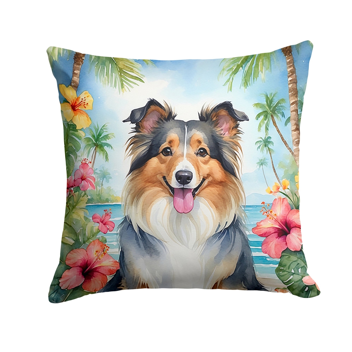 18 x 18 in. Sheltie Luau Throw Pillow