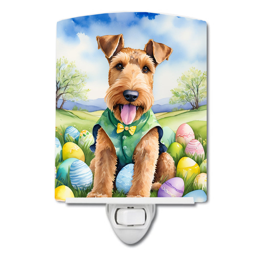 6 x 4 in. Airedale Terrier Easter Egg Hunt Ceramic Night Light