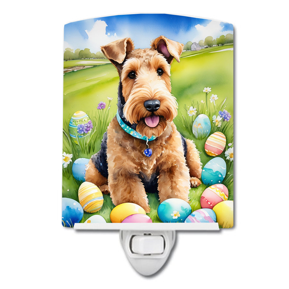 DAC4916CNL 6 x 4 in. Airedale Terrier Easter Egg Hunt Ceramic Night Light