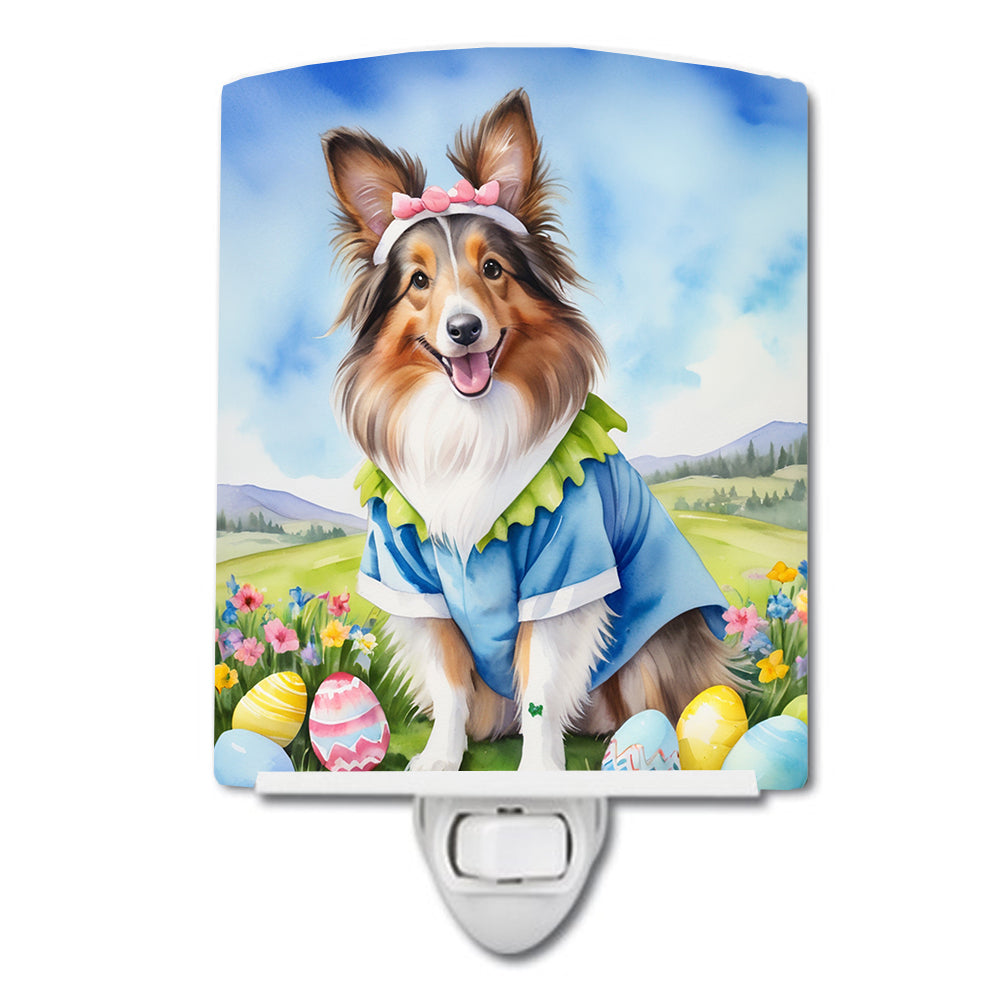 6 x 4 in. Sheltie Easter Egg Hunt Ceramic Night Light