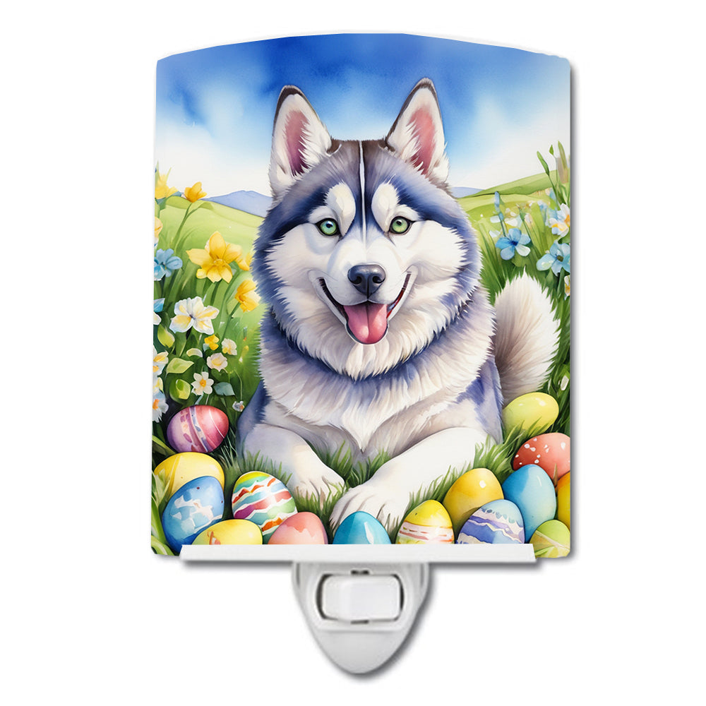 DAC5182CNL 6 x 4 in. Siberian Husky Easter Egg Hunt Ceramic Night Light