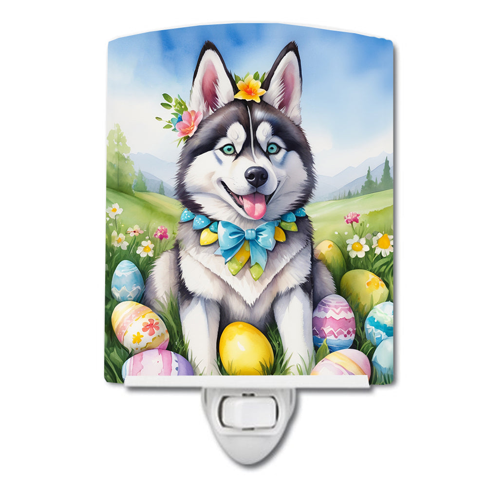 6 x 4 in. Siberian Husky Easter Egg Hunt Ceramic Night Light