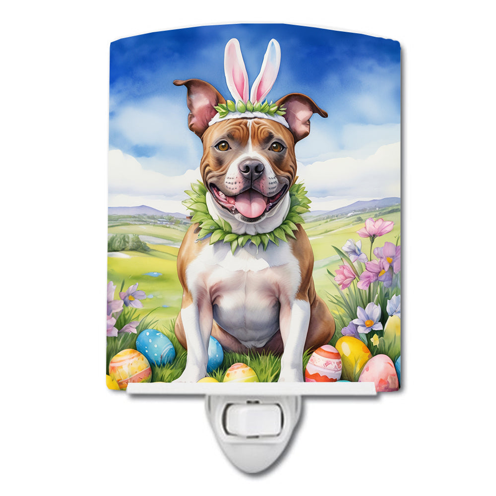 DAC5188CNL 6 x 4 in. Staffordshire Bull Terrier Easter Egg Hunt Ceramic Night Light
