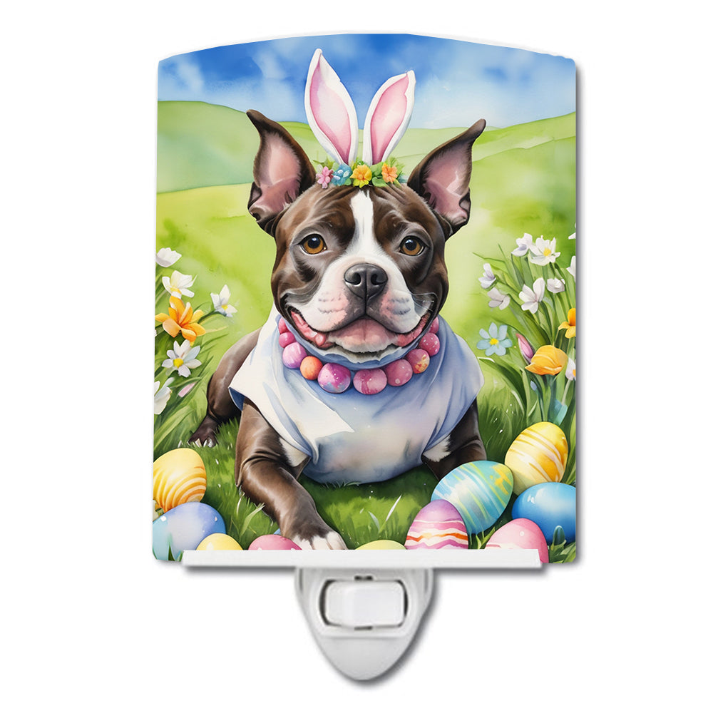DAC5189CNL 6 x 4 in. Staffordshire Bull Terrier Easter Egg Hunt Ceramic Night Light