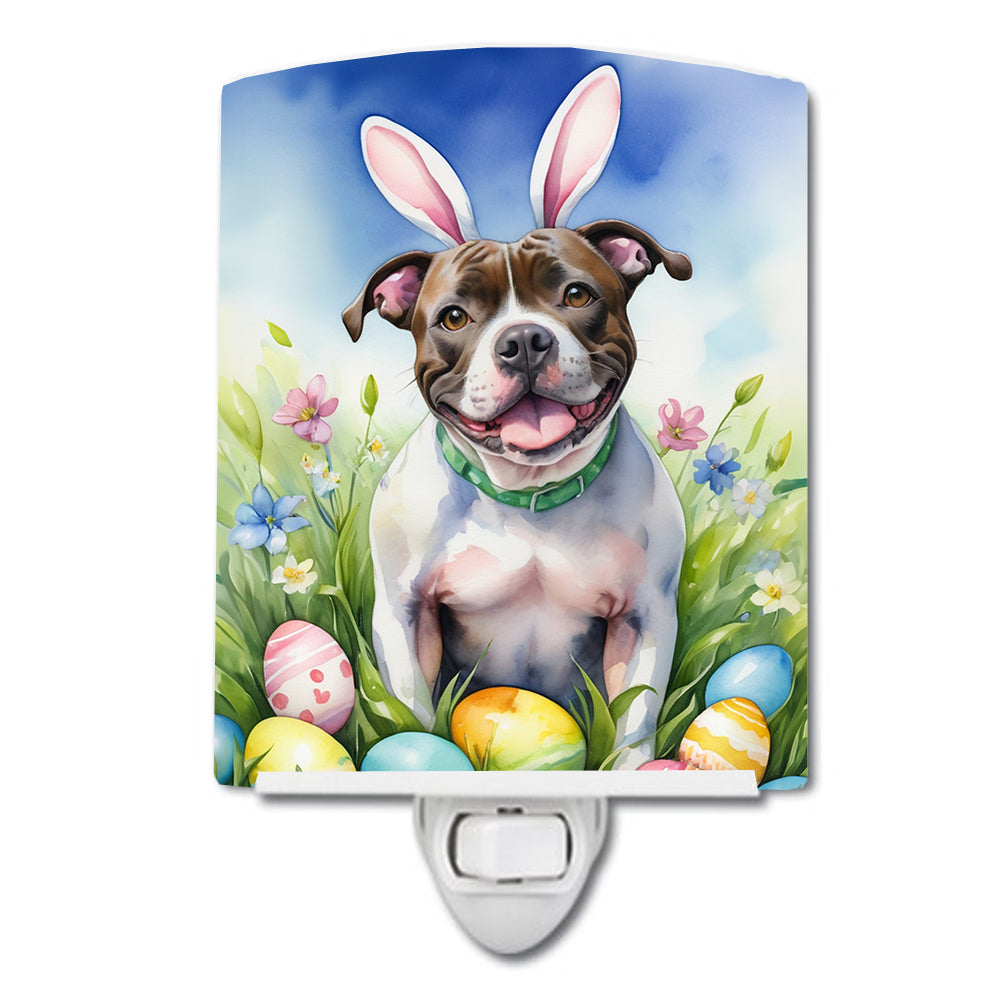 DAC5190CNL 6 x 4 in. Staffordshire Bull Terrier Easter Egg Hunt Ceramic Night Light