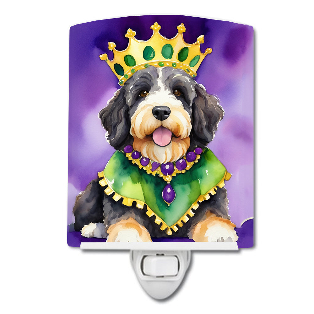 6 x 4 in. Bernedoodle King of Mardi Gras Ceramic Night Light