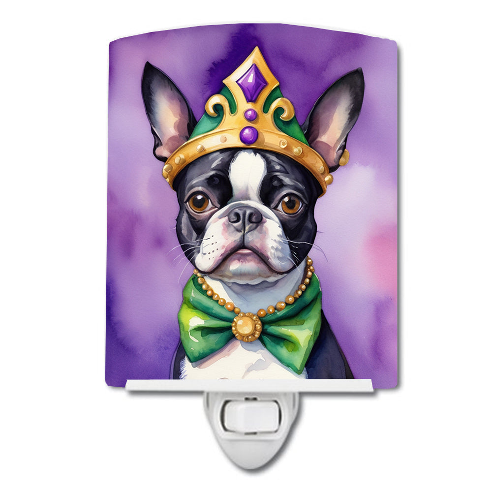 DAC4750CNL 6 x 4 in. Boston Terrier King of Mardi Gras Ceramic Night Light