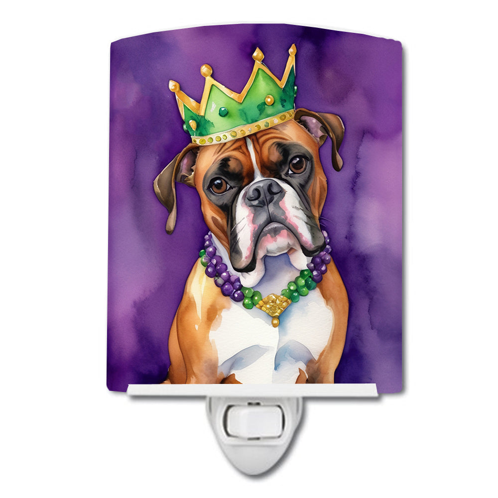 6 x 4 in. Boxer King of Mardi Gras Ceramic Night Light